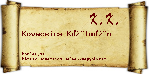 Kovacsics Kálmán névjegykártya